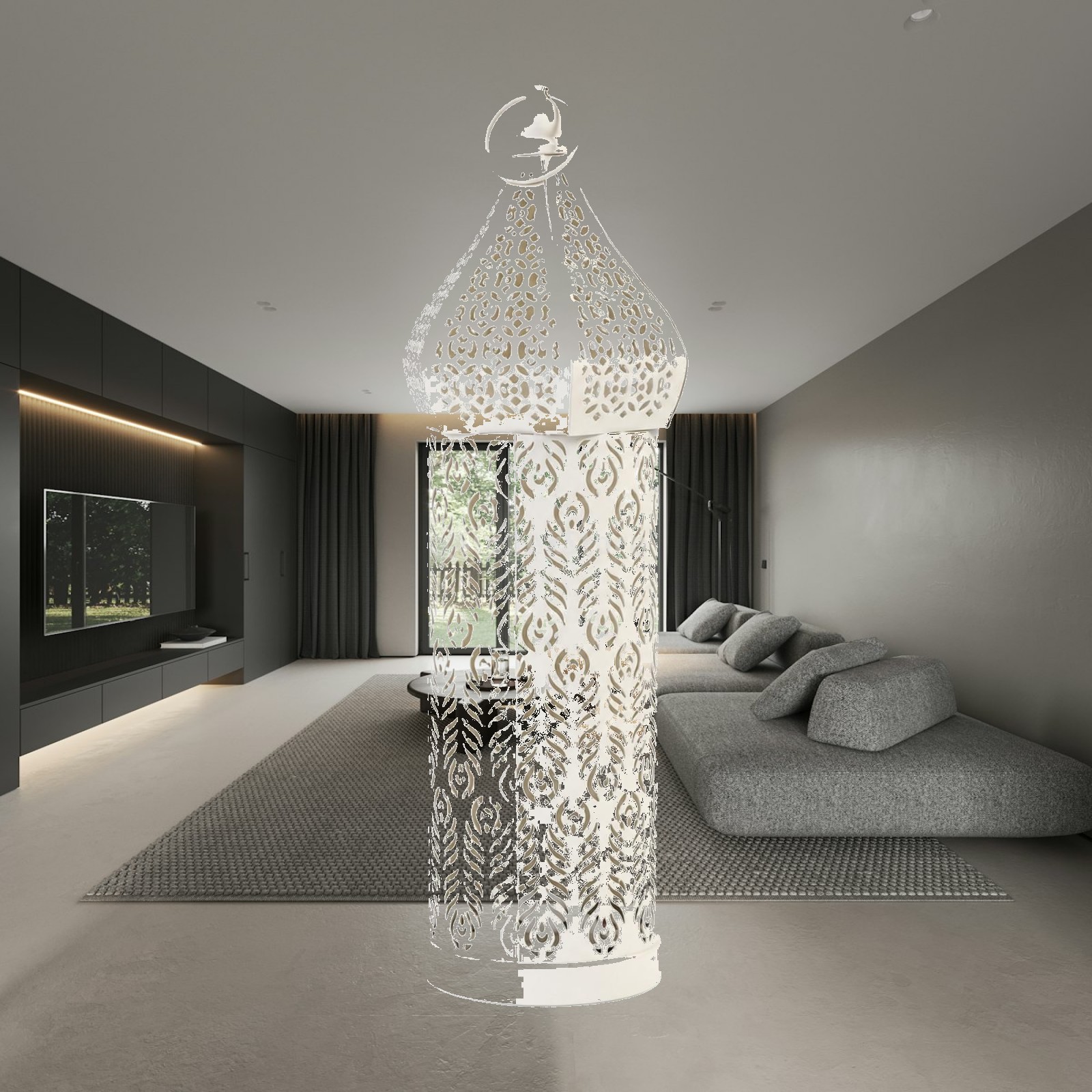Candle Holder Decor - White Iron Moroccan Lantern Candle Holder