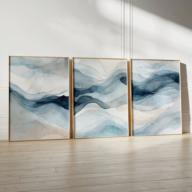 Abstract Canvas Set - 3pcs/Set Modern Abstract Navy Blue Simple