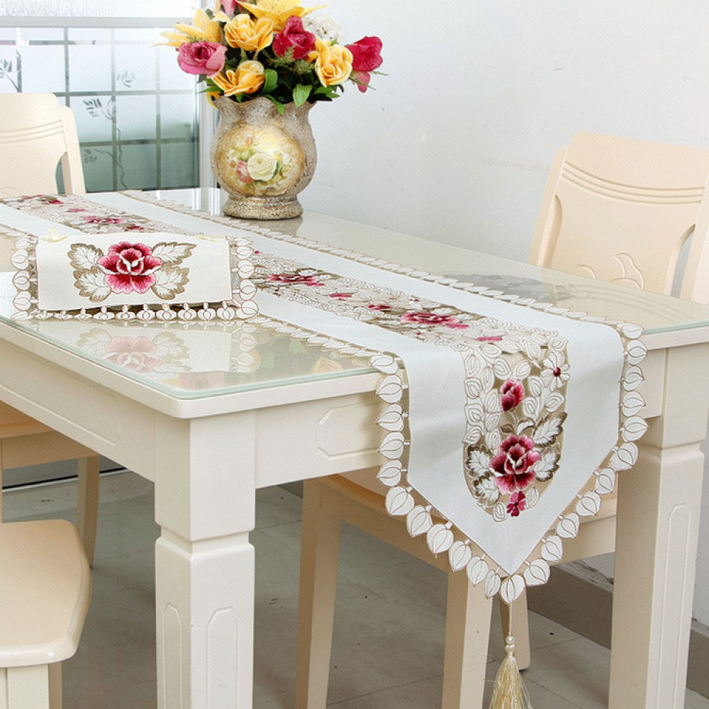 Table Runner - Elegant Floral Embroidered Table Runner Boho