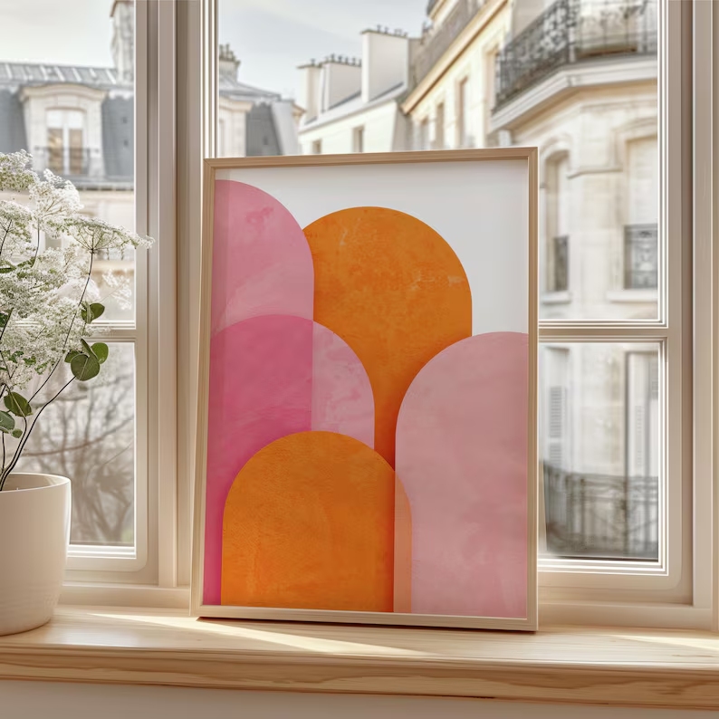 Modern Abstract Colorful Pink  - Interior Design Living Room review and price