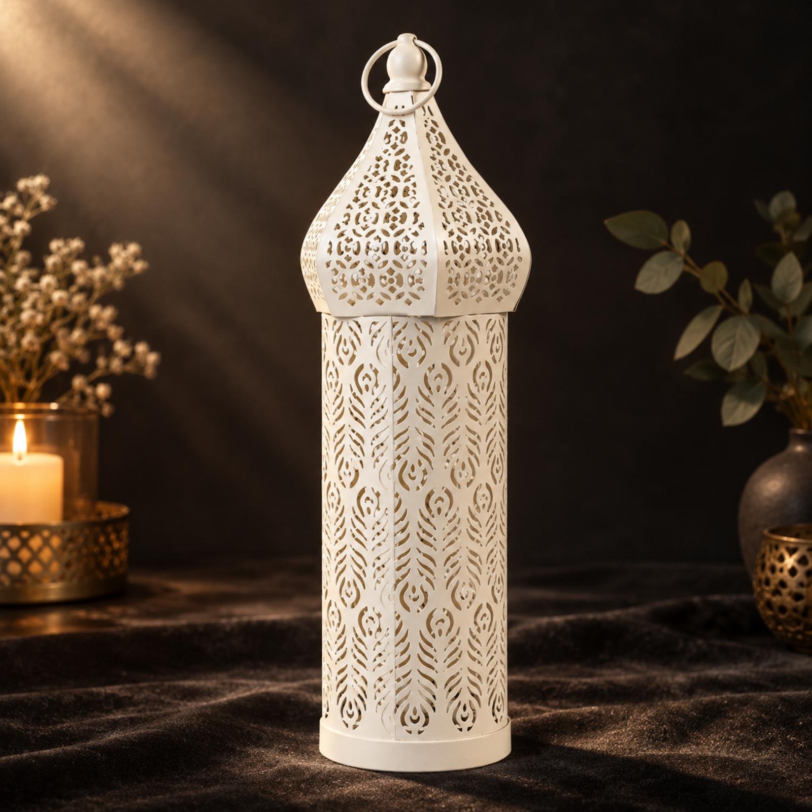 White Iron Moroccan Lantern Ca - Candle Holder Decor review and price