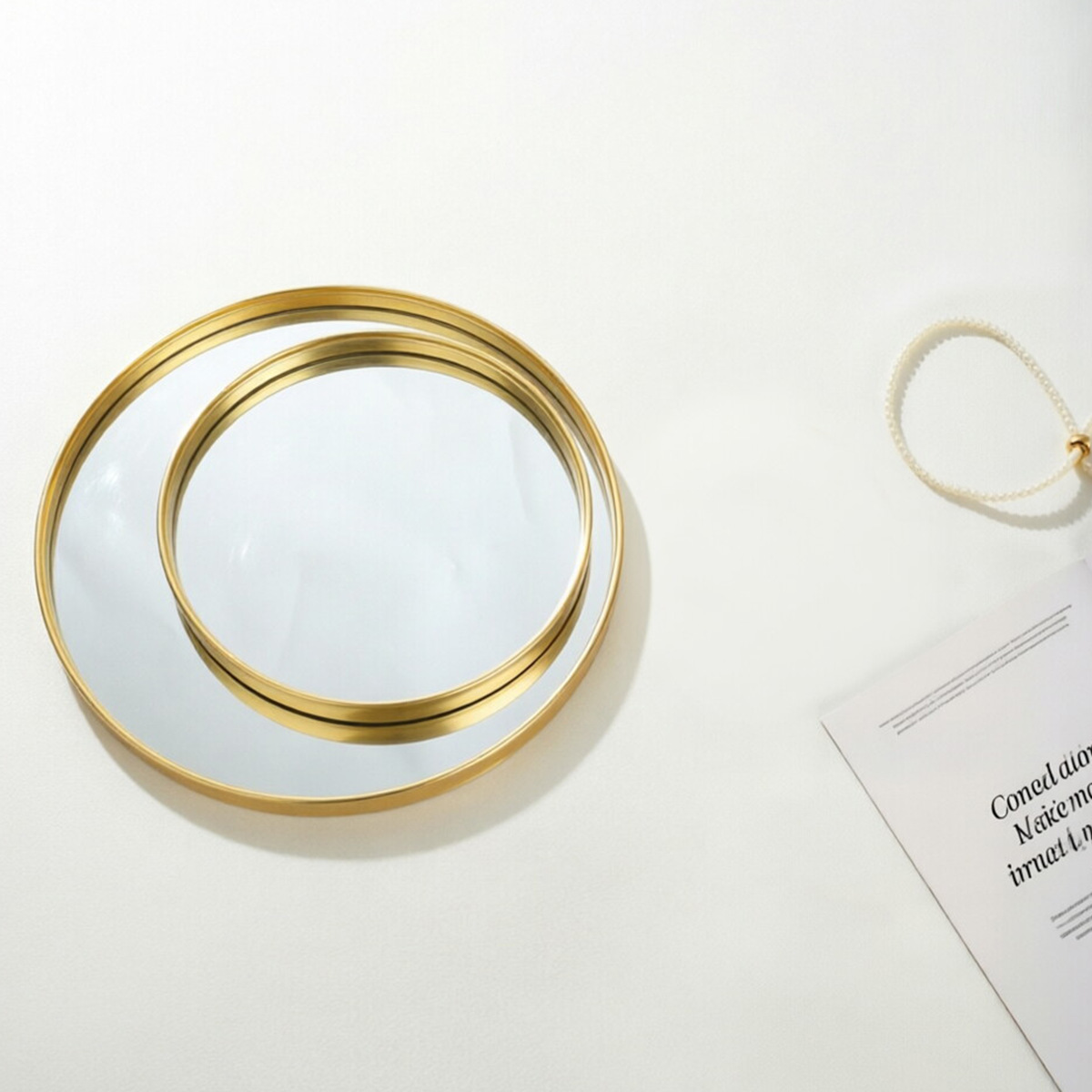 Gold‑Toned Round Mirror Tray,  - Decorative Mirror review and price