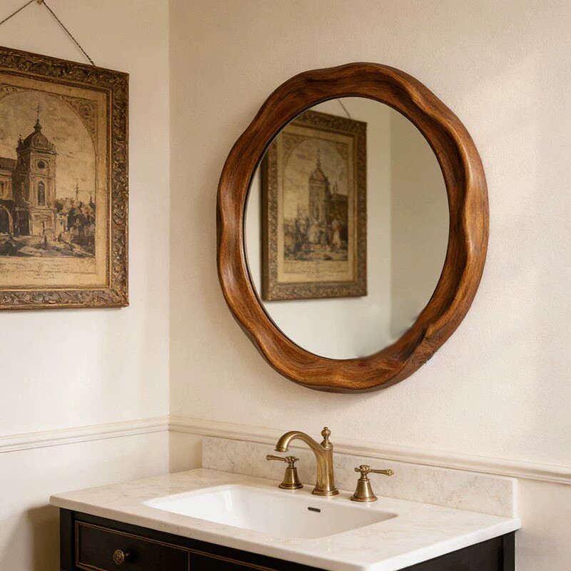 French Style Round Wooden Wall - Decorative Mirror review and price