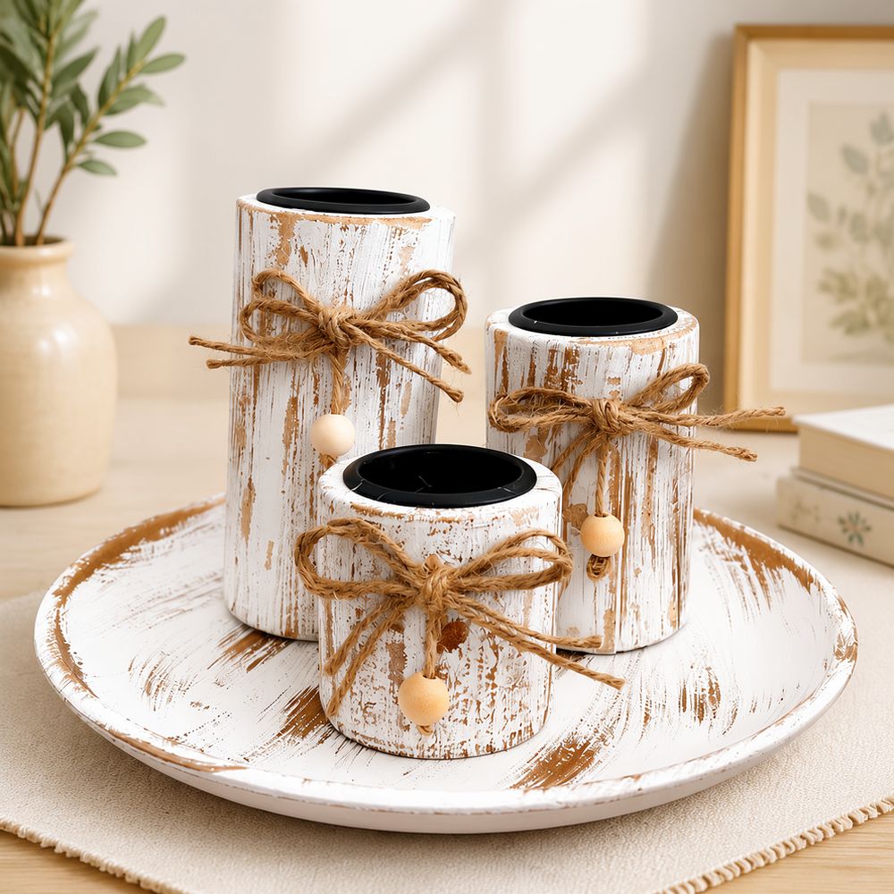 Rustic Wooden Candle Stand Vin - Candle Holder Decor review and price