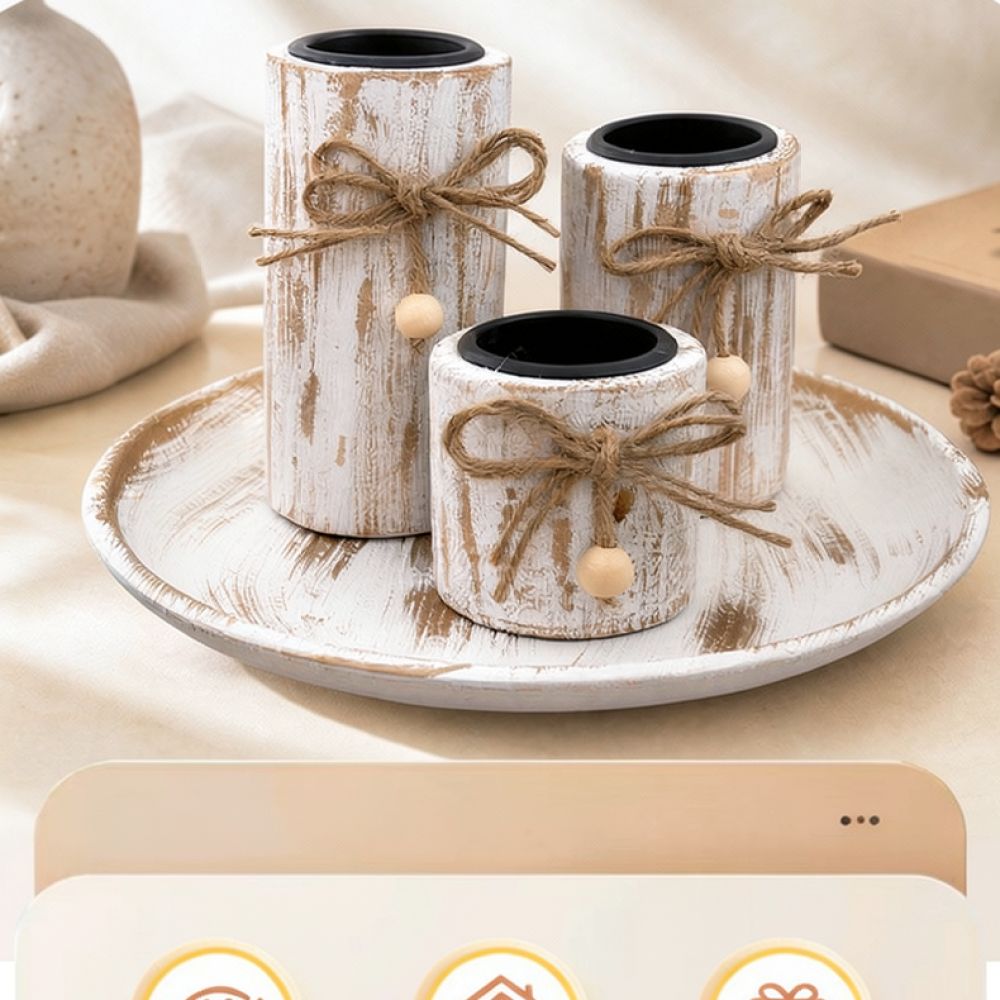 Rustic Wooden Candle Stand Vin - Candle Holder Decor review and price