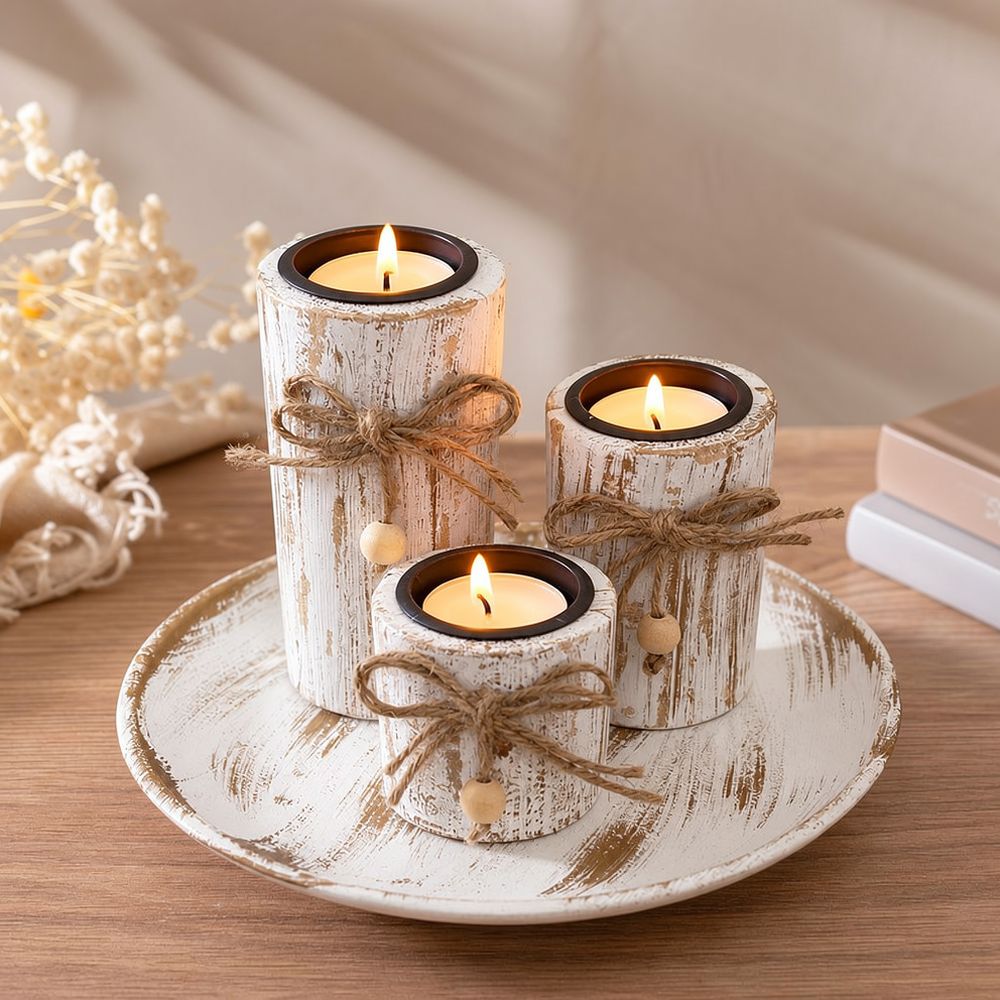 Rustic Wooden Candle Stand Vin - Candle Holder Decor review and price